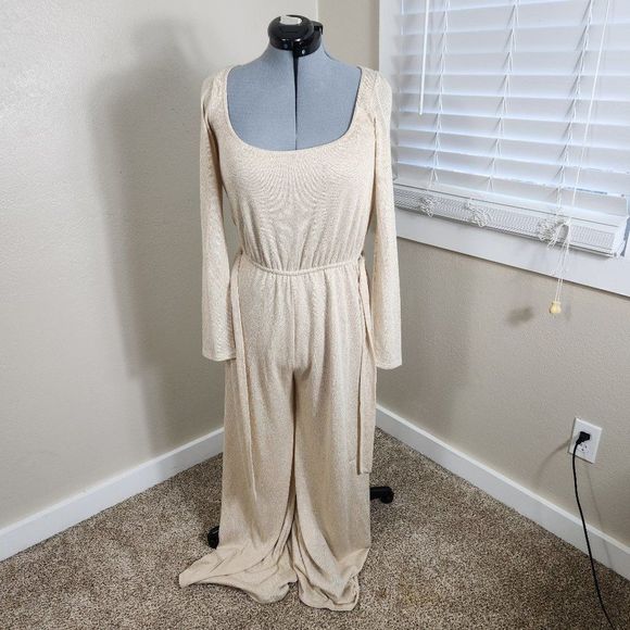 Rachel Pally Wide Leg Swtr Jumpsuit Rachel Pally Sweater Jumpsuit Gold Size L - Picture 2 of 16